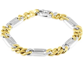 P3 POMPEII3 Men's Figaro 14k Gold (44gram) or Platinum (71gram) 9mm Link Bracelet 8.25"