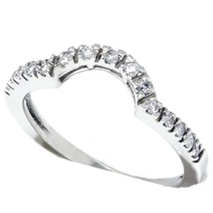 Diamond .25CT Curved Notched Wedding Ring Enhancer 14K White Gold image 3