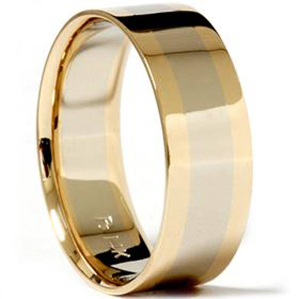 Gold Two Tone Mens Wedding Band Plain 8mm Polished Ring 14k | Etsy