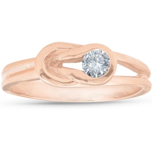 Diamond Knot Solitaire Round Brilliant Cut Ring 14K Rose Gold 1/5ct G, I1 image 1