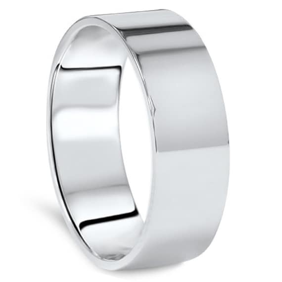White Gold Band Plain Wedding Band Gold Ring Men s 10K White