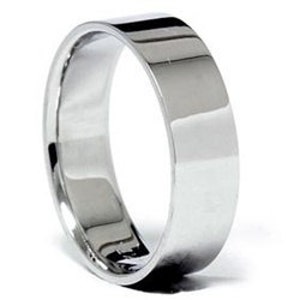 Mens 6MM Flat White Gold Wedding Band Ring Size 7-12 image 1