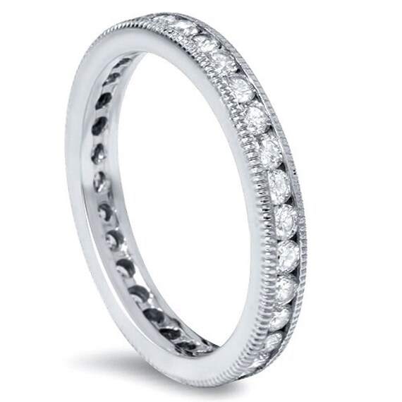 Milgrain channel set wedding best sale band