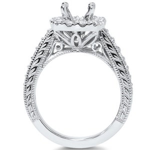 Cushion .55ct Cut Halo Diamond Vintage Engagement Ring Setting image 2