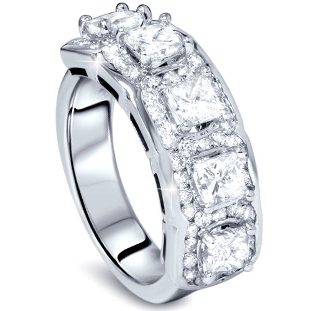 215 CT Princess-Schliff Diamant Halo Hochzeit Ring 14K - Etsy.de