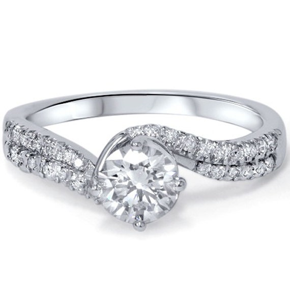 Engagement Ring Diamond .90CT Engagement Ring 14K White Gold | Etsy