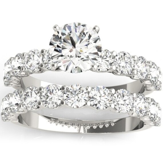 2 1 2 Ct Diamond Round Cut Engagement Ring Matching Wedding Band