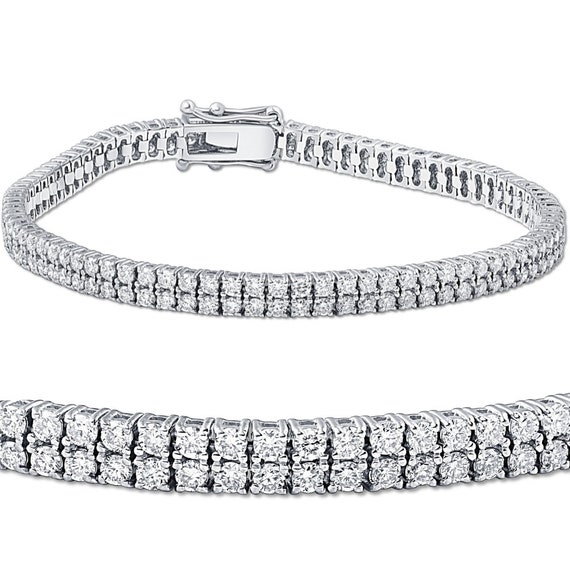 14K or 18K Gold Diamond Medium Tennis Bracelet 3 ct 4-prong setting, Lab  Grown