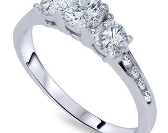 Engagement Ring Three Stone Diamond .75CT 3-Stone Engagement Ring 14K White Gold