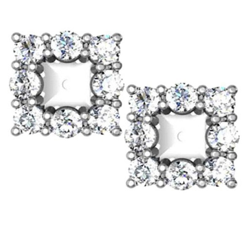 G/SI .90CT Diamond Earring Princess Cut Studs Jackets 14k Fit Etsy