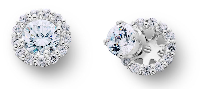 Diamond .75CT Studs & Earring Halo Jackets 14k White Gold | Etsy