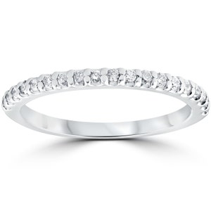 1/5 cttw Diamond Stackable Womens Wedding Ring 10k White Gold