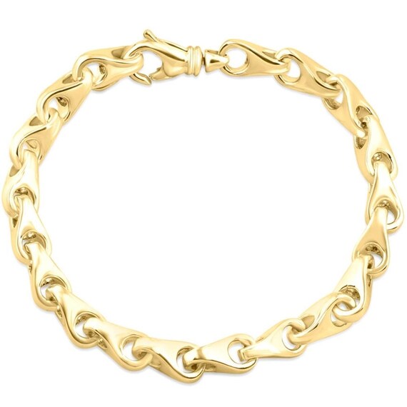 Men s Solid 14k Yellow Gold 38 Gram 6.5mm Link Bracelet 8 Etsy