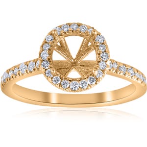 Setting yellow gold .36ct I/VS Halo Diamond Engagement Semi Mount 14k Yellow Gold Ring Setting