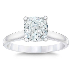 4.29 CT Cushion Diamond GIA Certified Solitaire Engagement Ring 14k White Gold I, SI2 image 1