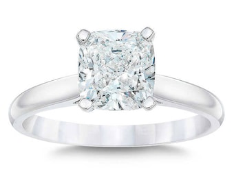 4.29 CT Cushion Diamond GIA Certified Solitaire Engagement Ring 14k White Gold (I, SI2)