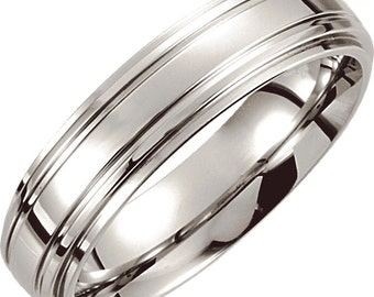 Cobalt 6mm Double Ridged Band,Comfort Fit, Mens Band, Wedding band, His Ring, Gifts For Him