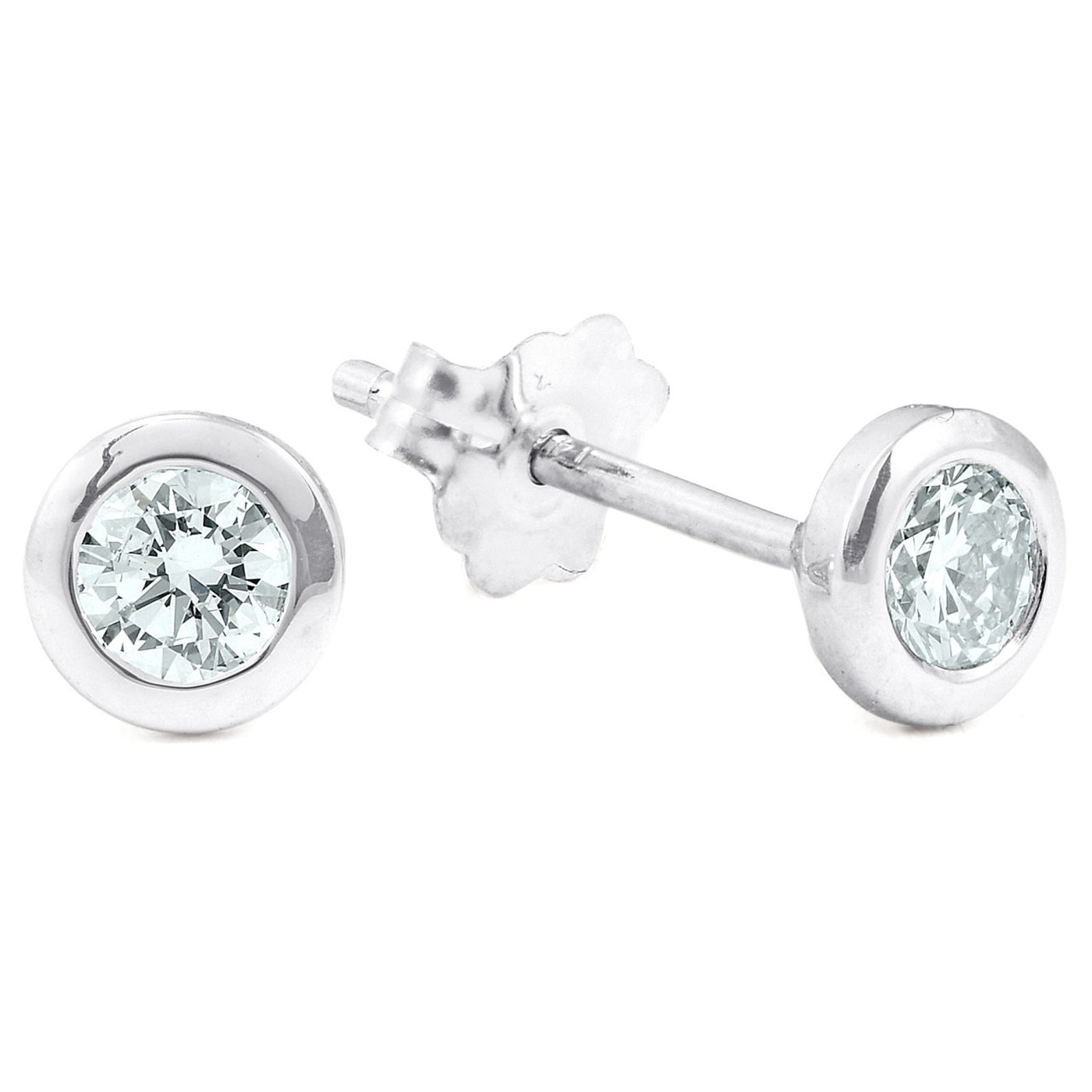 White Gold Diamond Bezel Martini Stud Earrings Lab Grown 1/4 Etsy