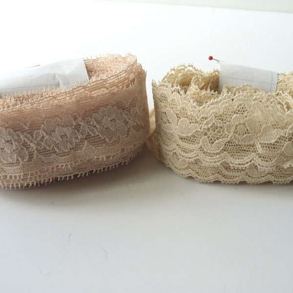 Vintage Elastic Alencon Laces Nude Beige