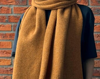 Merino Lambswool Wrap Scarf – Amber Silence, British Wool Shawl, Warm Minimalist Wrap