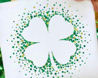 Shamrock Confetti PNG, St Patricks Day Clover Design (Digital Download)