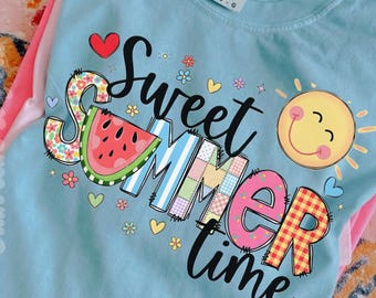 Sweet Summer Time PNG, Cute Summer Shirt Design, Watermelon Sunshine Graphic, Sublimation File, Vacation Tee Print, Colorful Summer PNG