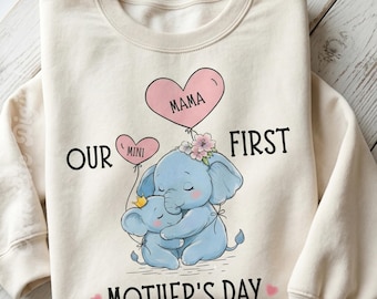 First Mothers Day Elephant Mama Baby PNG (Digital Download)
