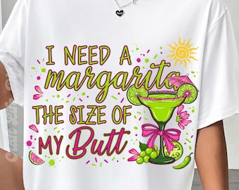 Margarita PNG, Preppy Summer Shirt Design, Neon Typography Sublimation (Digital Download)