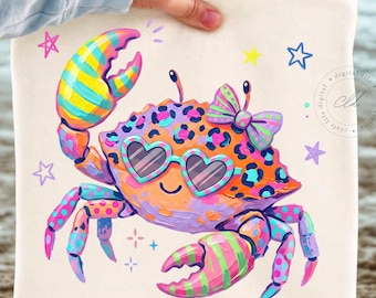 Preppy Summer Crab PNG, Trending Stripes PNG, Coastal Nautical Shirt Design, Girly Summer Png, Boutique Png, Funny Beach Png, Bow Crab Png