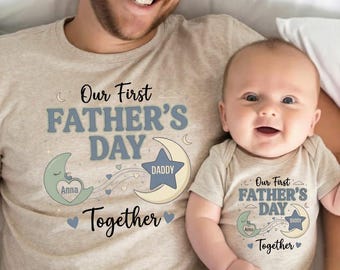 Our First Fathers Day Together PNG, First Time Dad Shirt Design, Daddy Fathers Day Sublimation PNG, New Dad DTF Transfer