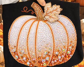 Faux Rhinestones Pumpkin Png, Trendy Halloween Rhinestones Ghost Png, Retro Spooky Boo Ghost Png, Autumn Shirt Png, Halloween Pumpkin Png