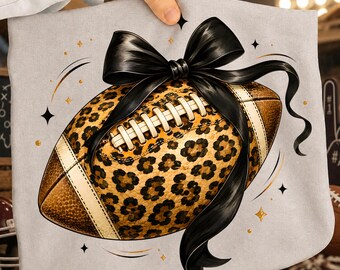 Coquette Football Png, Leopard Football PNG, Fall Football Shirt Png, Girly Football Shirt Png, Football Mom Png, Game Day Sublimation