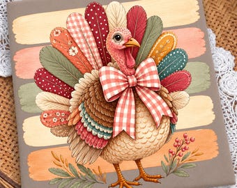 Turkey Stripes PNG, Turkey Hunting Season, Gingham Bow Turkey Sublimation, Fall Turkey Shirt Design, Coquette Turkey PNG, Autumn Download
