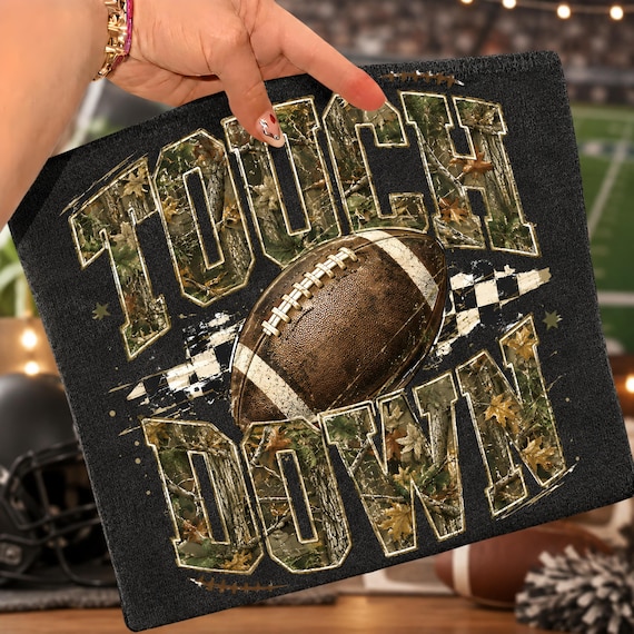 Camo Checkered Football Touchdown PNG, Trendy Game Day Football PNG, Fall Season Sports Sublimation Design, Distressed Sports Mom Shirt Png