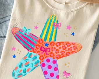 Colorful Starfish PNG, Beach Shirt Design, Ocean Png, Girly Summer Png, Beach Png, Aesthetic Png, Everyday Png, Summer Vibes Png, Summer Png
