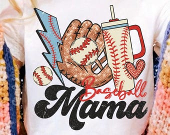 PNG de mamá beisbolera, diseño de camiseta de mamá beisbolera, PNG de sublimación retro para mamá deportista, regalo del Día de la Madre, archivo PNG de gráficos de béisbol de moda