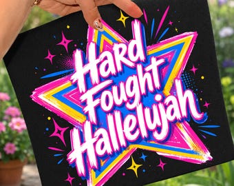 Christian Sublimation PNG, Hard Fought Hallelujah Shirt Design, Faith T Shirt PNG, Y2K Star DTF Transfer, Jesus Digital Download