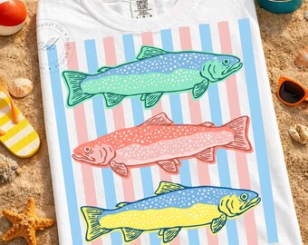 Trout PNG, Fish PNG, Summer PNG, Spring Png, Whimsy Png, Girly Png, Stripes Png, Dainty Png, Lake Days Png, Trout Fish Png, Trendy Png