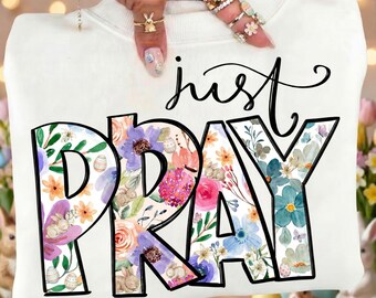 Floral Easter PNG, Watercolor Christian Shirt Design, Spring Religious Sublimation (Digital Download)