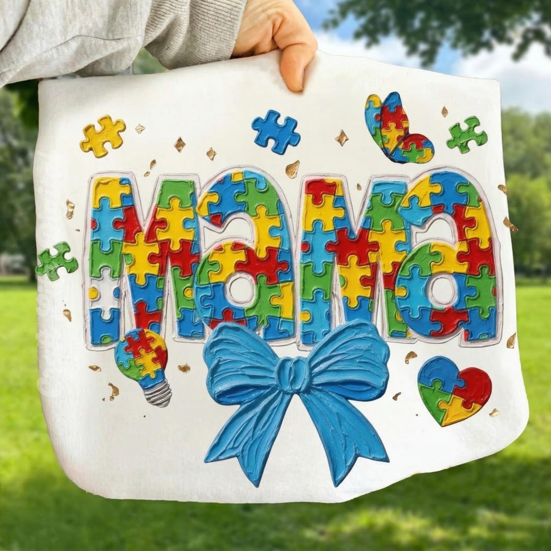 Autism Mama Puzzle PNG, Colorful Awareness Mom Shirt Design (digital ...