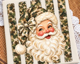 Babbo Natale mimetico PNG, design natalizio mimetico per sublimazione, Babbo Natale vintage PNG, caccia natalizia DTF, maglietta natalizia rustica da scaricare