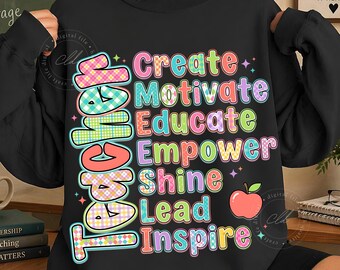 Imagen PNG de profesor, diseño retro motivacional, regalo para educador cristiano (descarga digital)