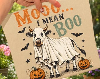 Mooo I Mean Boo PNG, Funny Halloween Cow Sublimation Design, Ghost Cow Shirt PNG, Farmhouse Pumpkin Digital Download