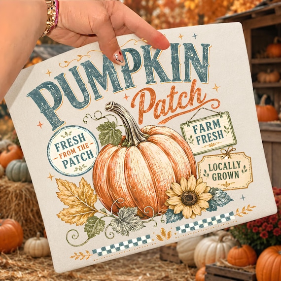 Pumpkin Patch PNG, Fall Sublimation Design, Vintage Autumn Market T-Shirt PNG, Farm Fresh Pumpkin, Thanksgiving Shirt, Distressed Fall Png