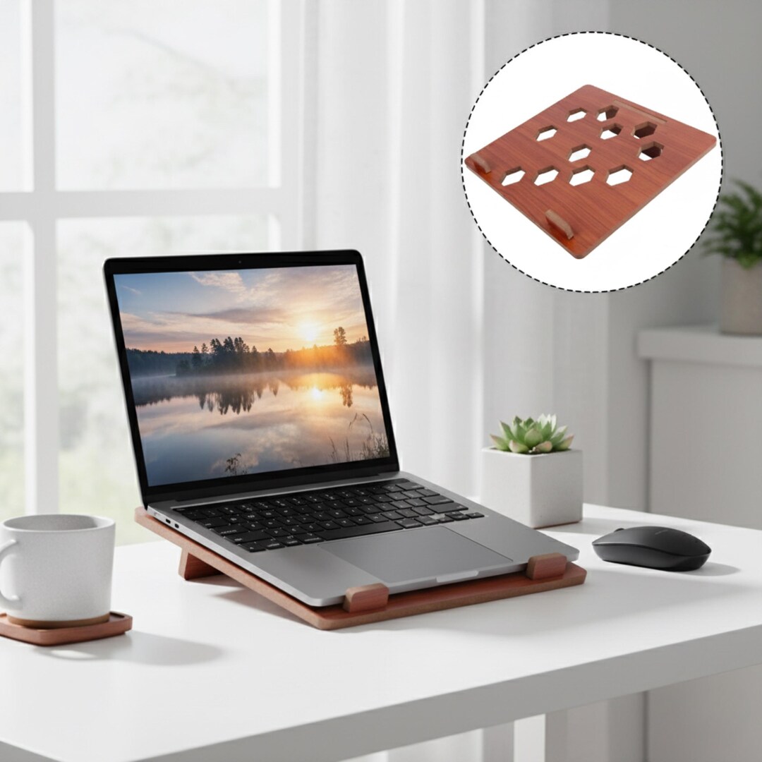 Custom Wooden Laptop Stand MacBook Riser, Unique Desk Setup, Home ...