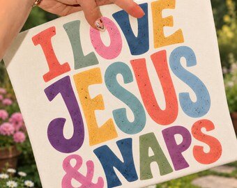 I Love Jesus And Naps PNG, Christian Sublimation Design, Retro Faith Shirt PNG, Jesus TShirt DTF Transfer, Digital Download