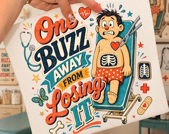 Retro board game PNG, One Buzz Away From Losing It Digital Download, Funny Vintage design, Distressed Graphic, Retro Xray Nurse Doctor DTF
