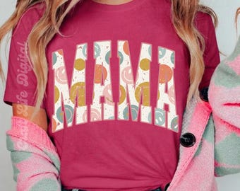 PNG de Mamá Retro, Diseño de Camiseta de Mamá con Lunares Coloridos, Archivo de Sublimación para el Día de la Madre, Gráfico de Mamá Vintage, Descarga de PNG de Camiseta Moderna