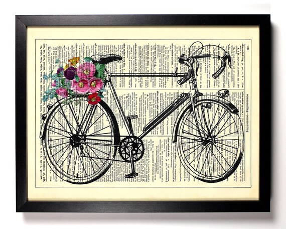 Bicycle With Flowers Home Kitchen Nursery Bath Office