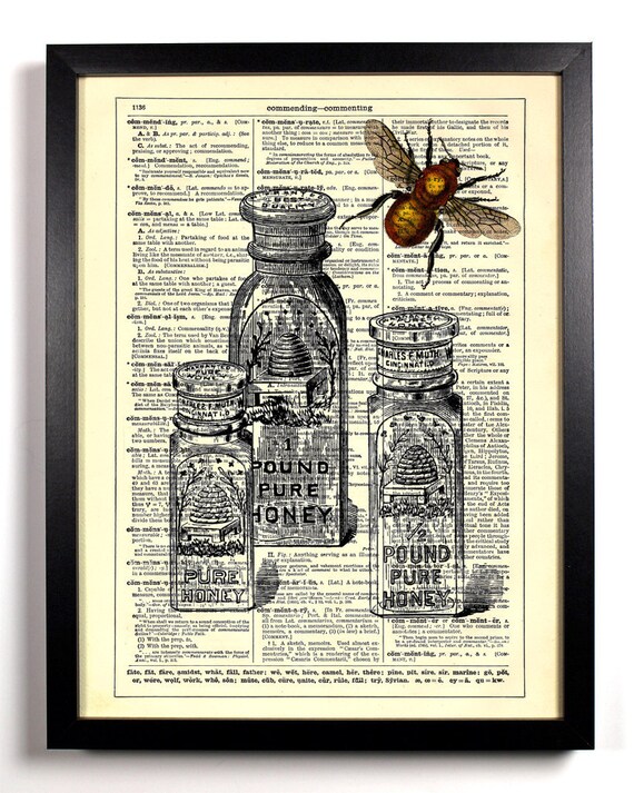 Honey Bee With Jars Home Kitchen Nursery Bath Office Etsy